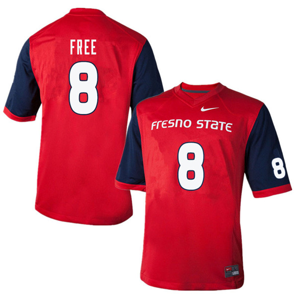 Men #8 Wylan Free Fresno State Bulldogs College Football Jerseys Sale-Red - Click Image to Close